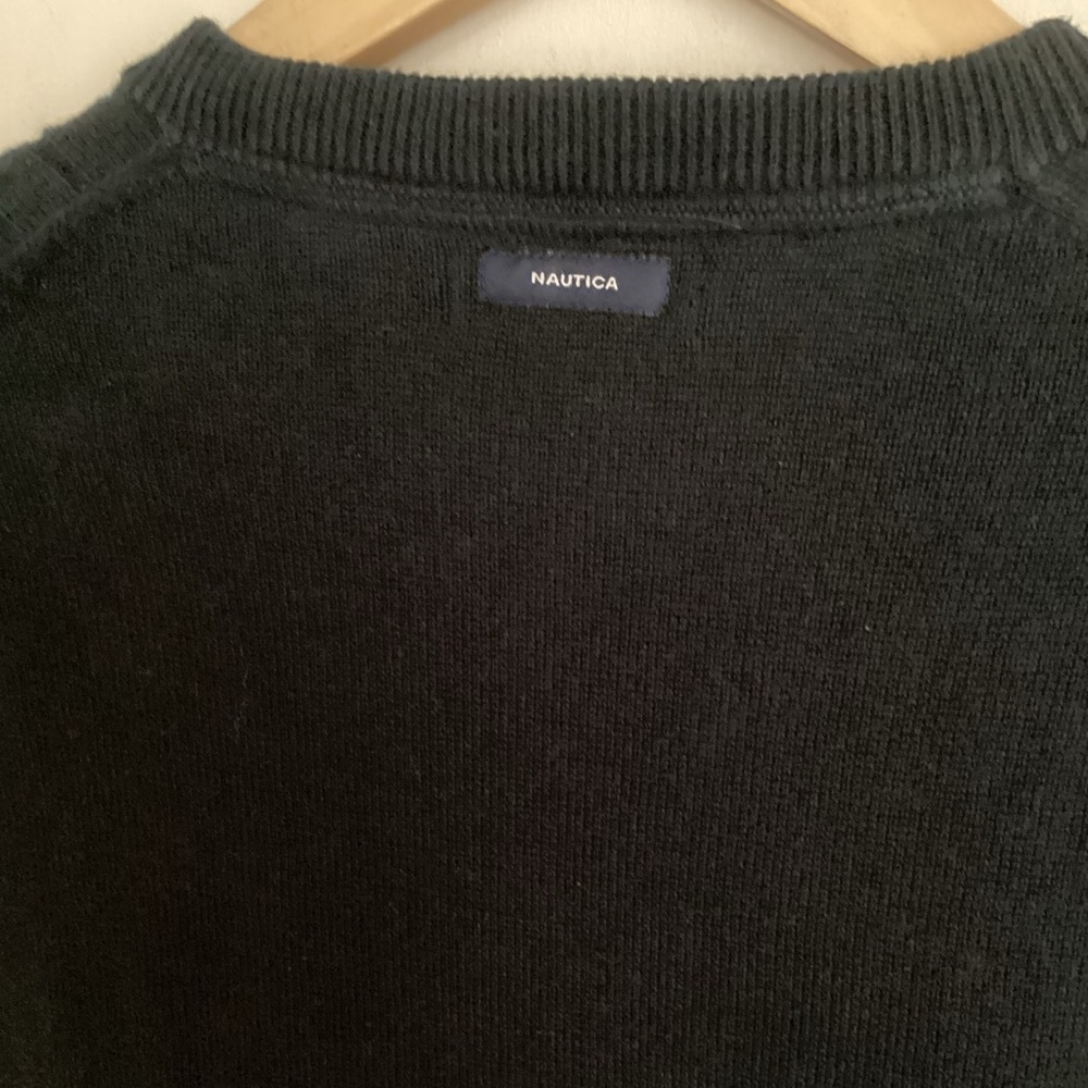 NAUTICA pullover sweater vest golf preppy Sz L navy v-neck  EUC - Picture 3 of 7